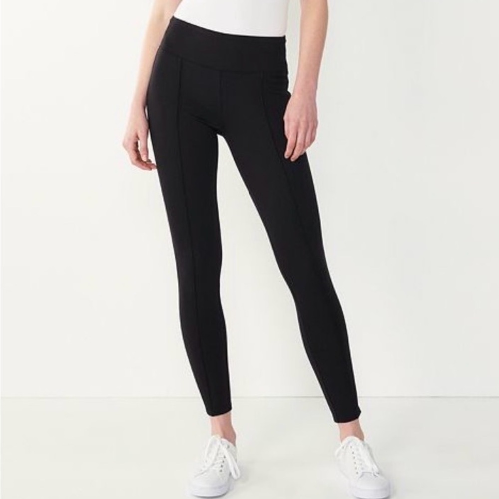 Apt. 9 Women's Classic Black Leggings seamed tummy control ponte size medium ML